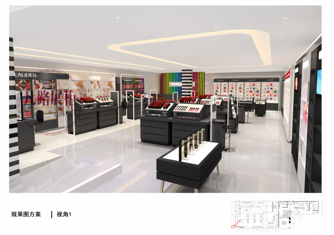 300平米美妝店化妝品展示柜效果圖視圖1
