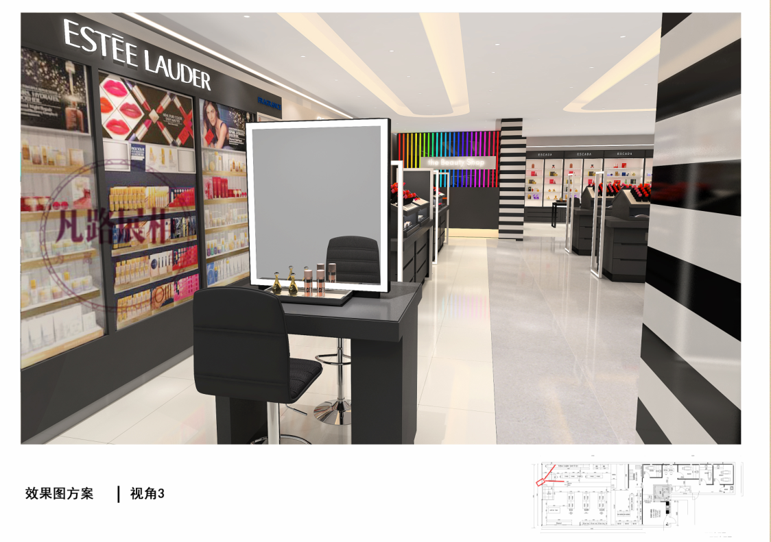 300平米美妝店化妝品展示柜效果圖