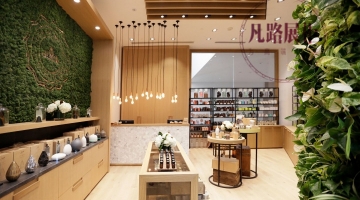 上海客戶千里選擇凡路制作護(hù)膚品店展示柜 