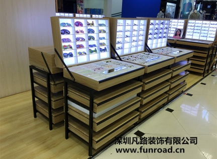 購物商場眼鏡店木質(zhì)烤漆眼鏡展示柜臺設(shè)計(jì)效果圖-可訂制
