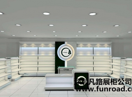 現(xiàn)代簡(jiǎn)約矗立式木制烤漆化妝品柜臺(tái)陳列設(shè)計(jì)效果圖-可訂制