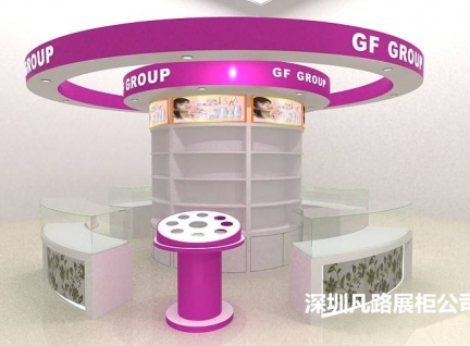 化妝品展示柜，木質(zhì)烤漆化妝品柜臺設(shè)計陳列效果圖