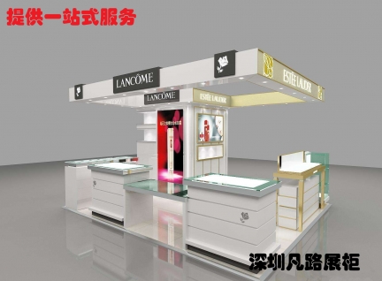 象牙白烤漆化妝品柜臺設(shè)計展示圖