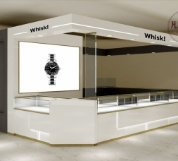 白色木質(zhì)烤漆手表店品牌展柜