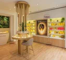 美容店木質(zhì)烤漆展柜效果圖