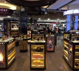 亞克力烤漆加電鍍不銹鋼化妝品店展示柜